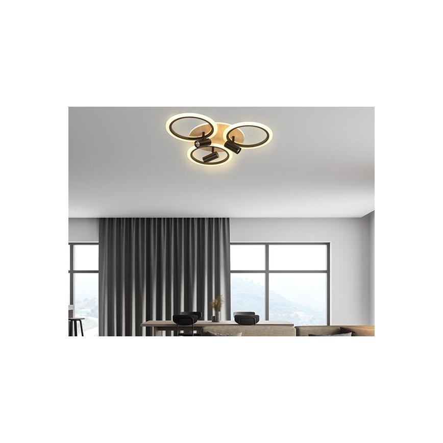 LED Pritemdomas lubinis šviestuvas LED/70W/230V 3000-6500K juoda/ruda + nuotolinio valdymo pultas