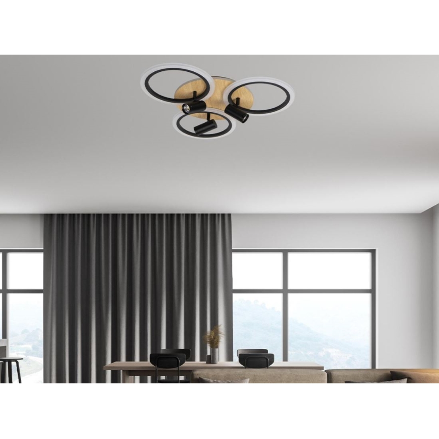 LED Pritemdomas lubinis šviestuvas LED/70W/230V 3000-6500K juoda/ruda + nuotolinio valdymo pultas