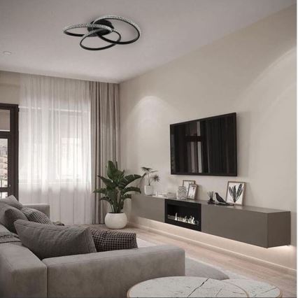 LED Pritemdomas lubinis šviestuvas LED/70W/230V 3000-6500K juoda + nuotolinio valdymo pultas