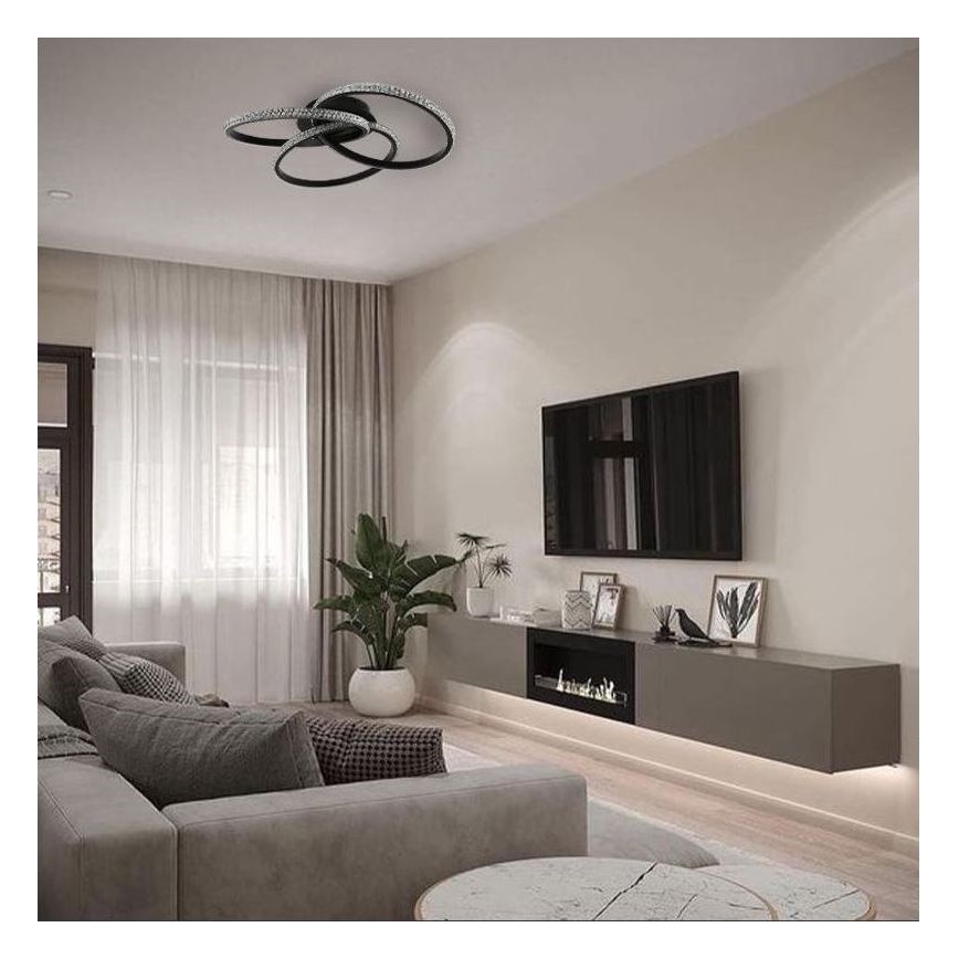 LED Pritemdomas lubinis šviestuvas LED/70W/230V 3000-6500K juoda + nuotolinio valdymo pultas