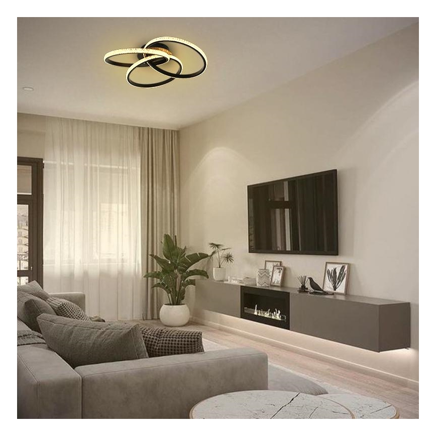 LED Pritemdomas lubinis šviestuvas LED/70W/230V 3000-6500K juoda + nuotolinio valdymo pultas