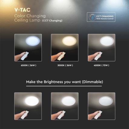 LED Pritemdomas lubinis šviestuvas LED/72W/230V 3000-6500K diametras 67 cm balta + nuotolinio valdymo pultas