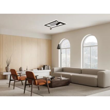 LED Pritemdomas lubinis šviestuvas LED/80W/230V 3000-6500K juoda + nuotolinio valdymo pultas