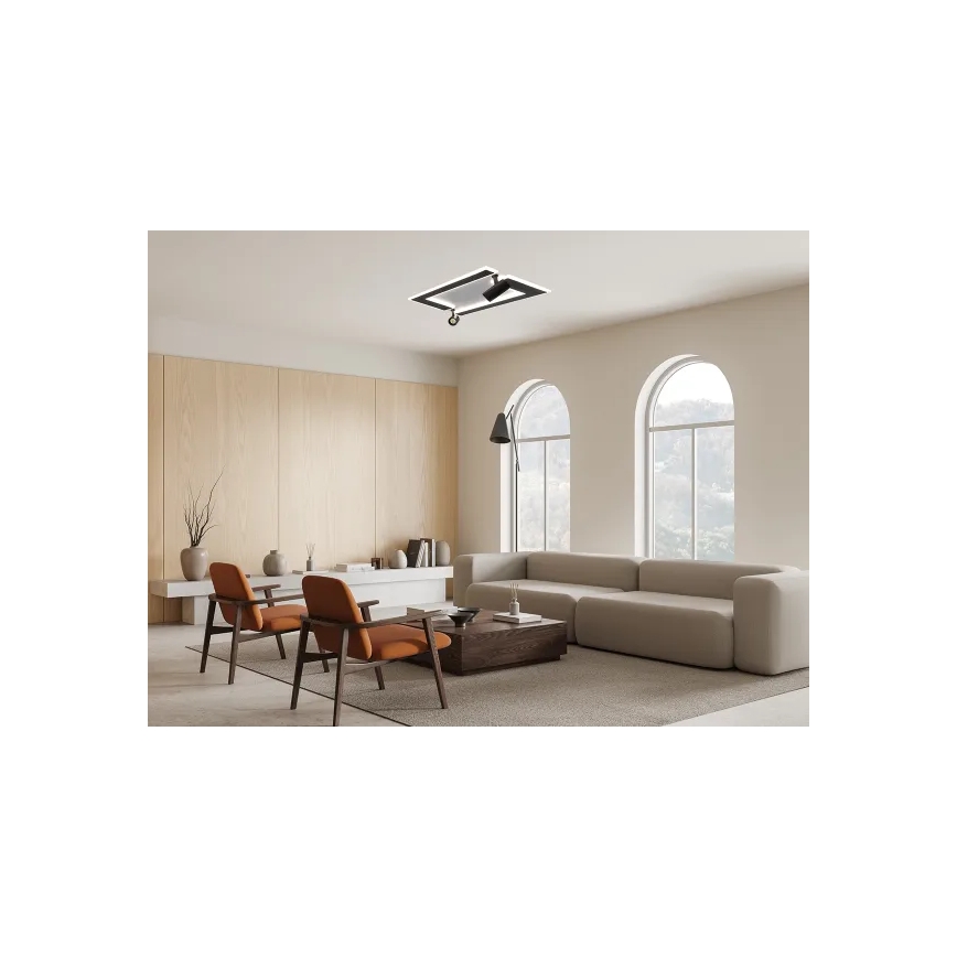LED Pritemdomas lubinis šviestuvas LED/80W/230V 3000-6500K juoda + nuotolinio valdymo pultas
