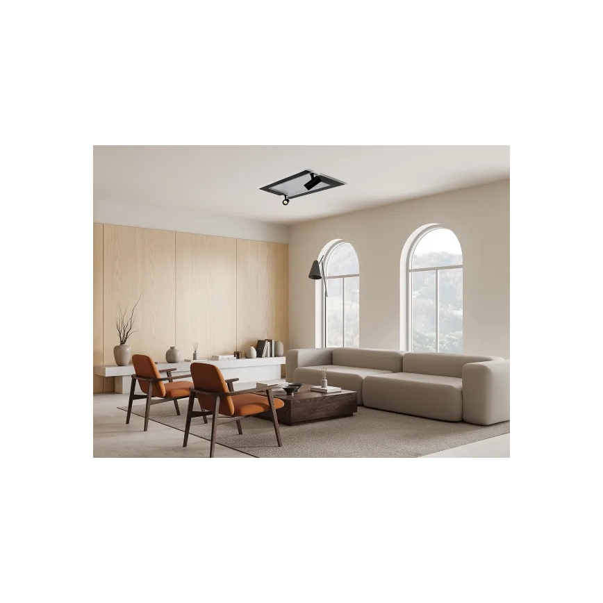 LED Pritemdomas lubinis šviestuvas LED/80W/230V 3000-6500K juoda + nuotolinio valdymo pultas