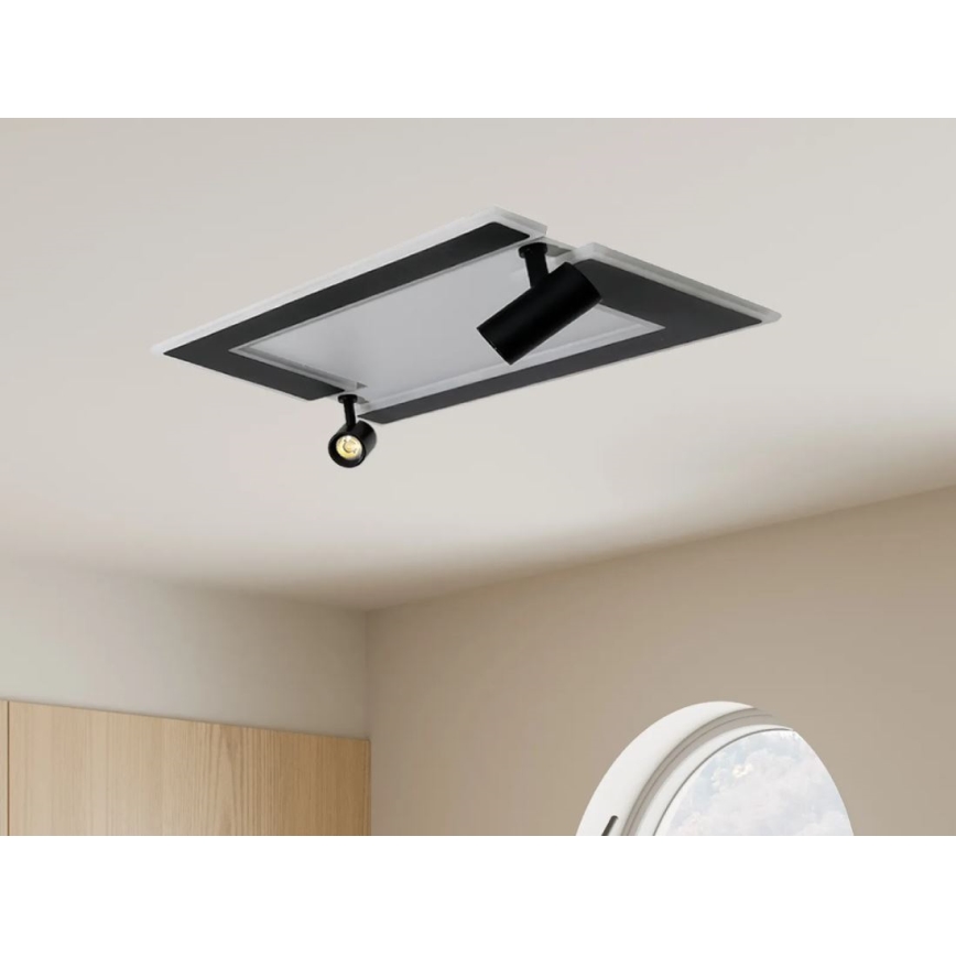 LED Pritemdomas lubinis šviestuvas LED/80W/230V 3000-6500K juoda + nuotolinio valdymo pultas