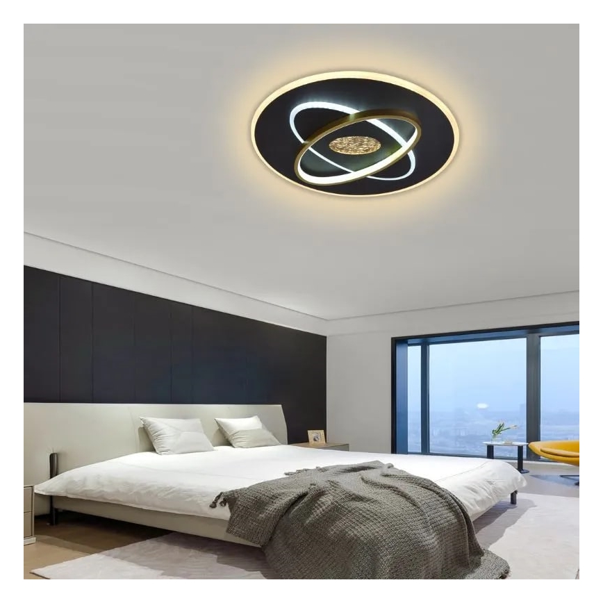 LED Pritemdomas lubinis šviestuvas LED/80W/230V 3000-6500K juoda + nuotolinio valdymo pultas