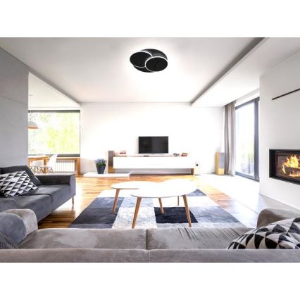 LED Pritemdomas lubinis šviestuvas LED/90W/230V 3000-6500K juoda + nuotolinio valdymo pultas