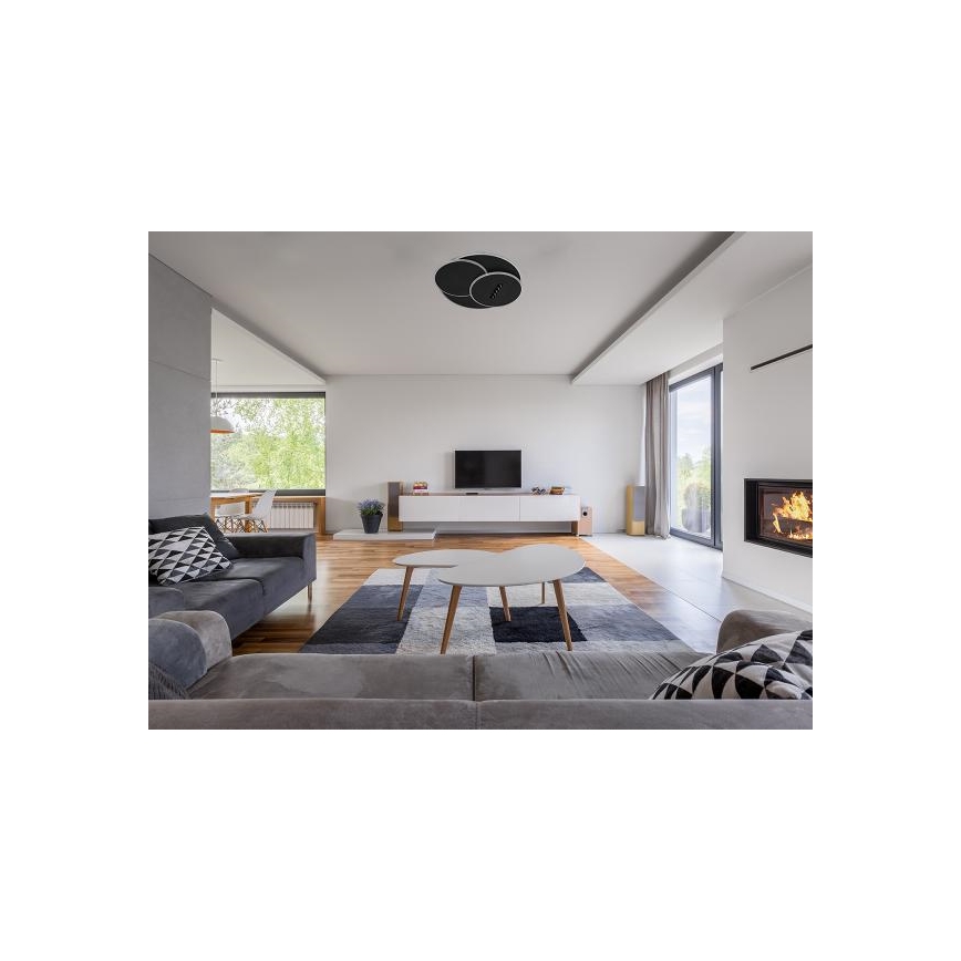 LED Pritemdomas lubinis šviestuvas LED/90W/230V 3000-6500K juoda + nuotolinio valdymo pultas