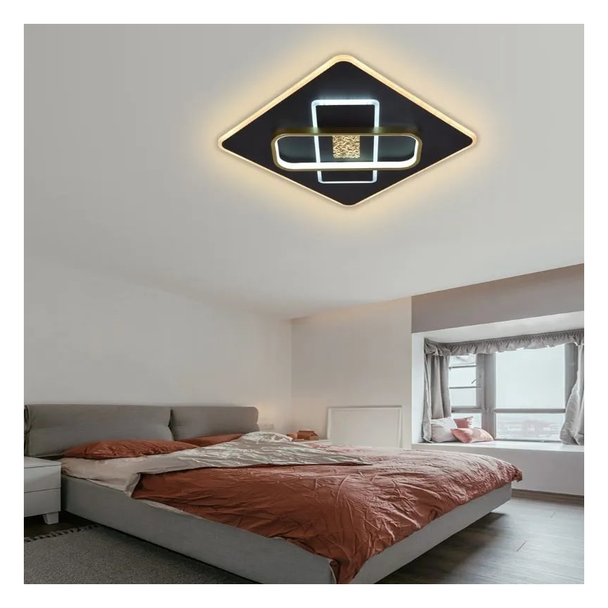 LED Pritemdomas lubinis šviestuvas LED/90W/230V 3000-6500K juoda + nuotolinio valdymo pultas