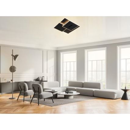 LED Pritemdomas lubinis šviestuvas LED/95W/230V 3000-6500K juoda + nuotolinio valdymo pultas