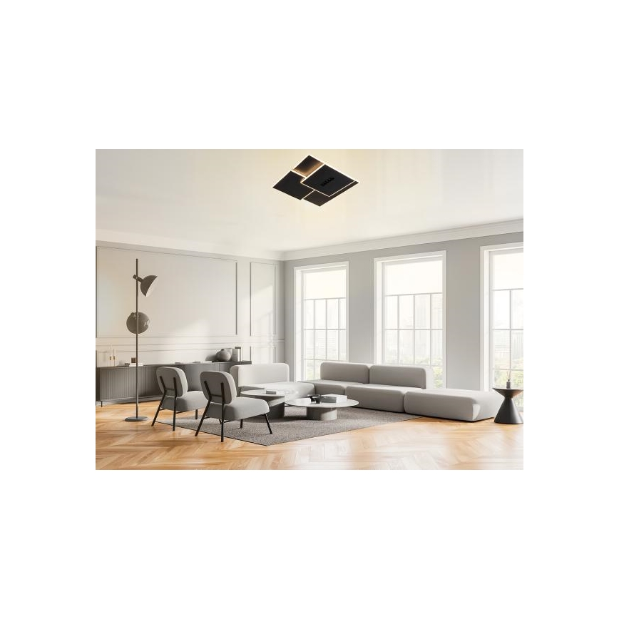 LED Pritemdomas lubinis šviestuvas LED/95W/230V 3000-6500K juoda + nuotolinio valdymo pultas