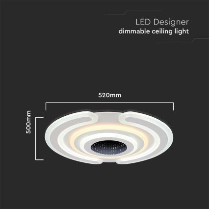 LED Pritemdomas lubinis šviestuvas LED/95W/230V 3000-6500K + nuotolinio valdymo pultas