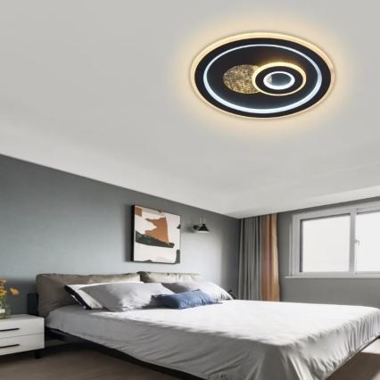 LED Pritemdomas lubinis šviestuvas LED/95W/230V 3000-6500K juoda + nuotolinio valdymo pultas
