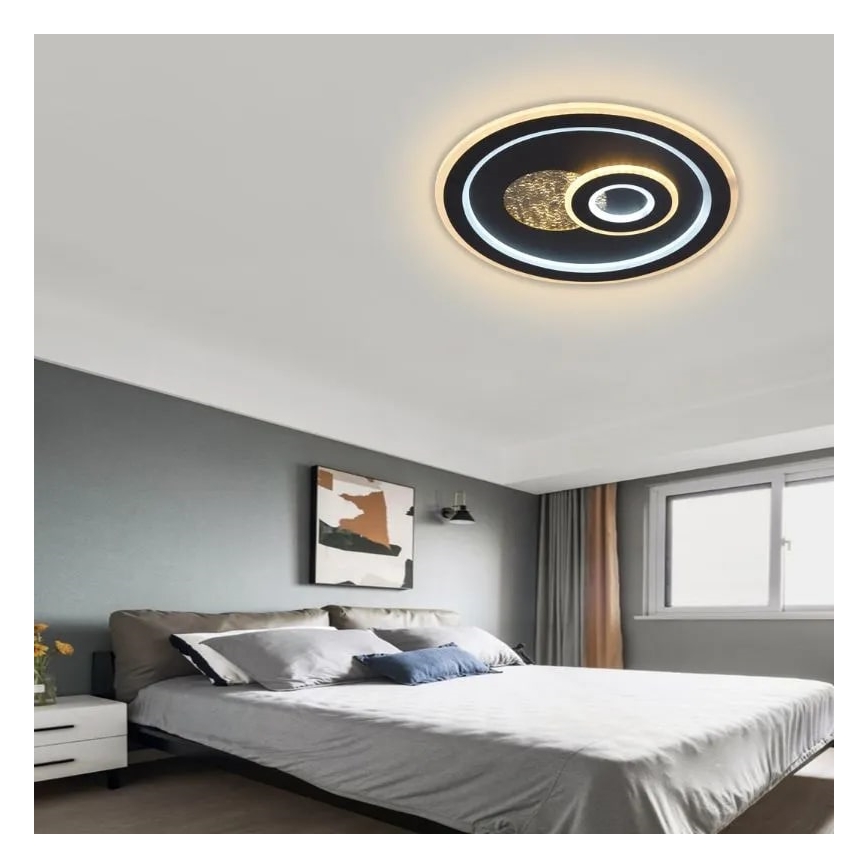 LED Pritemdomas lubinis šviestuvas LED/95W/230V 3000-6500K juoda + nuotolinio valdymo pultas