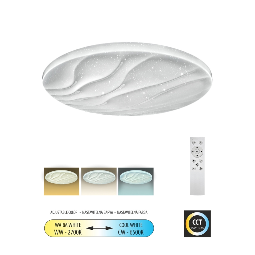 LED Pritemdomas lubinis šviestuvas LIKA LED/36W/230V 2700-6500K diametras 48 cm + nuotolinio valdymo pultas