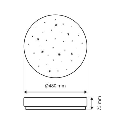LED Pritemdomas lubinis šviestuvas LIKA LED/36W/230V 2700-6500K diametras 48 cm + nuotolinio valdymo pultas