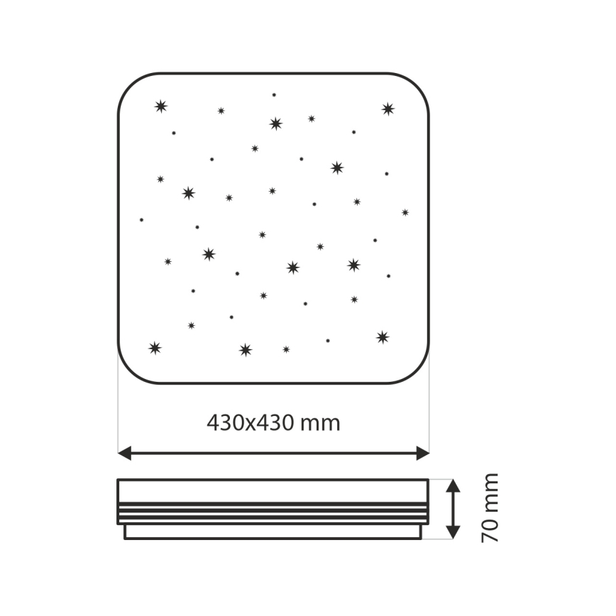 LED Pritemdomas lubinis šviestuvas MANA LED/36W/230V 2700-6500K 43x43 cm + nuotolinio valdymo pultas