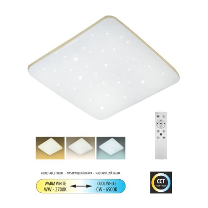 LED Pritemdomas lubinis šviestuvas MANA LED/60W/230V 2700-6500K 53x53 cm + nuotolinio valdymo pultas
