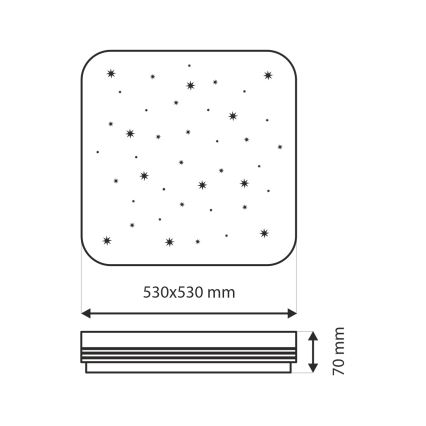 LED Pritemdomas lubinis šviestuvas MANA LED/60W/230V 2700-6500K 53x53 cm + nuotolinio valdymo pultas