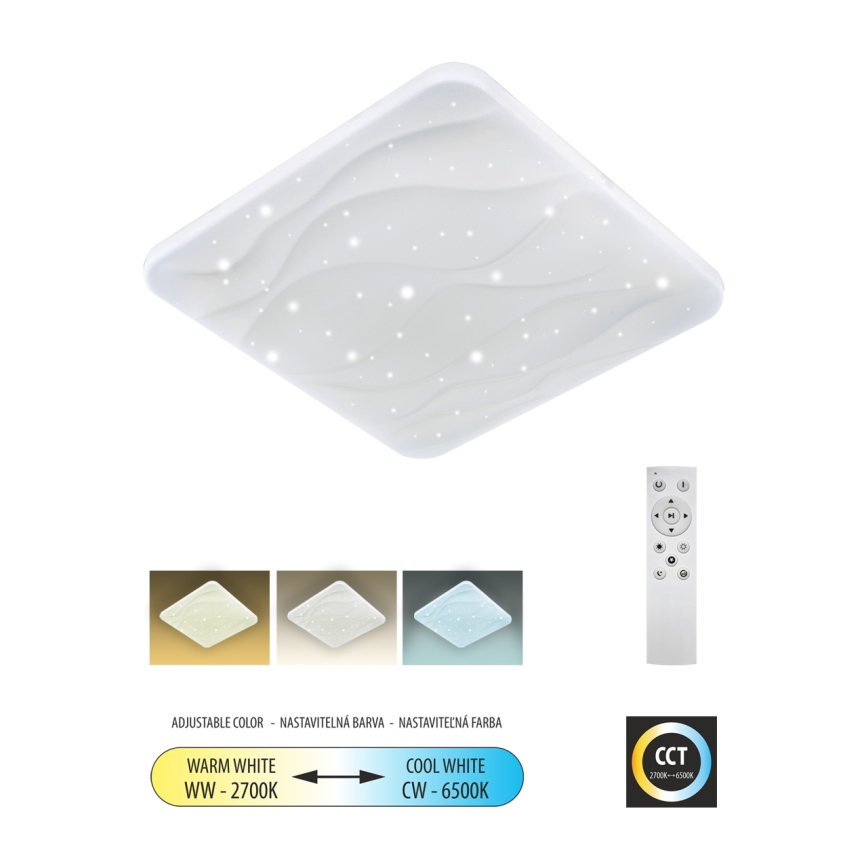 LED Pritemdomas lubinis šviestuvas NERIS LED/36W/230V 2700-6500K 43x43 cm + nuotolinio valdymo pultas