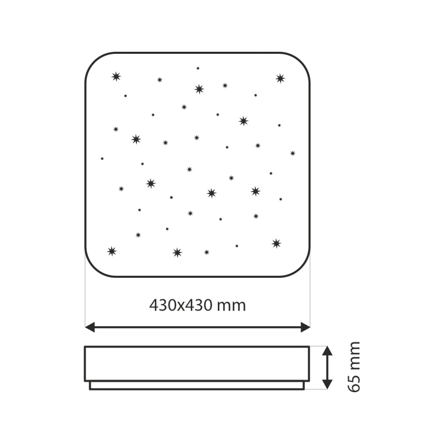 LED Pritemdomas lubinis šviestuvas NERIS LED/36W/230V 2700-6500K 43x43 cm + nuotolinio valdymo pultas