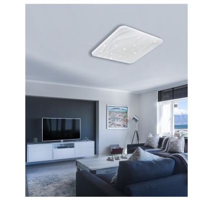 LED Pritemdomas lubinis šviestuvas NERIS LED/60W/230V 2700-6500K 53x53 cm + nuotolinio valdymo pultas