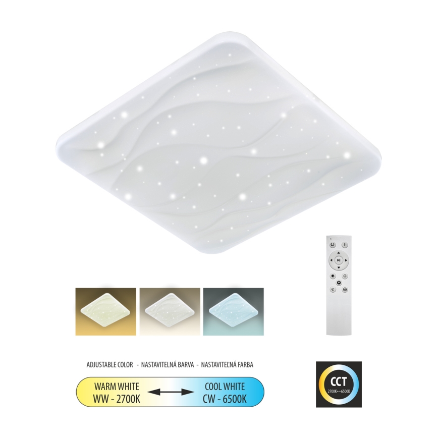 LED Pritemdomas lubinis šviestuvas NERIS LED/60W/230V 2700-6500K 53x53 cm + nuotolinio valdymo pultas
