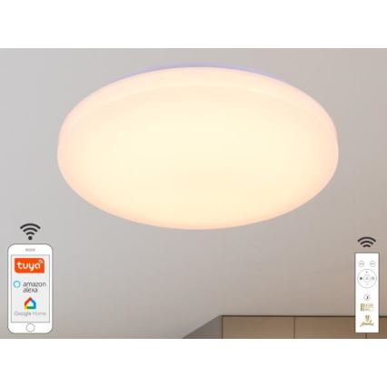 LED Pritemdomas lubinis šviestuvas OPAL LED/48W/230V 2700-6500K Wi-Fi Tuya balta + nuotolinio valdymo pultas