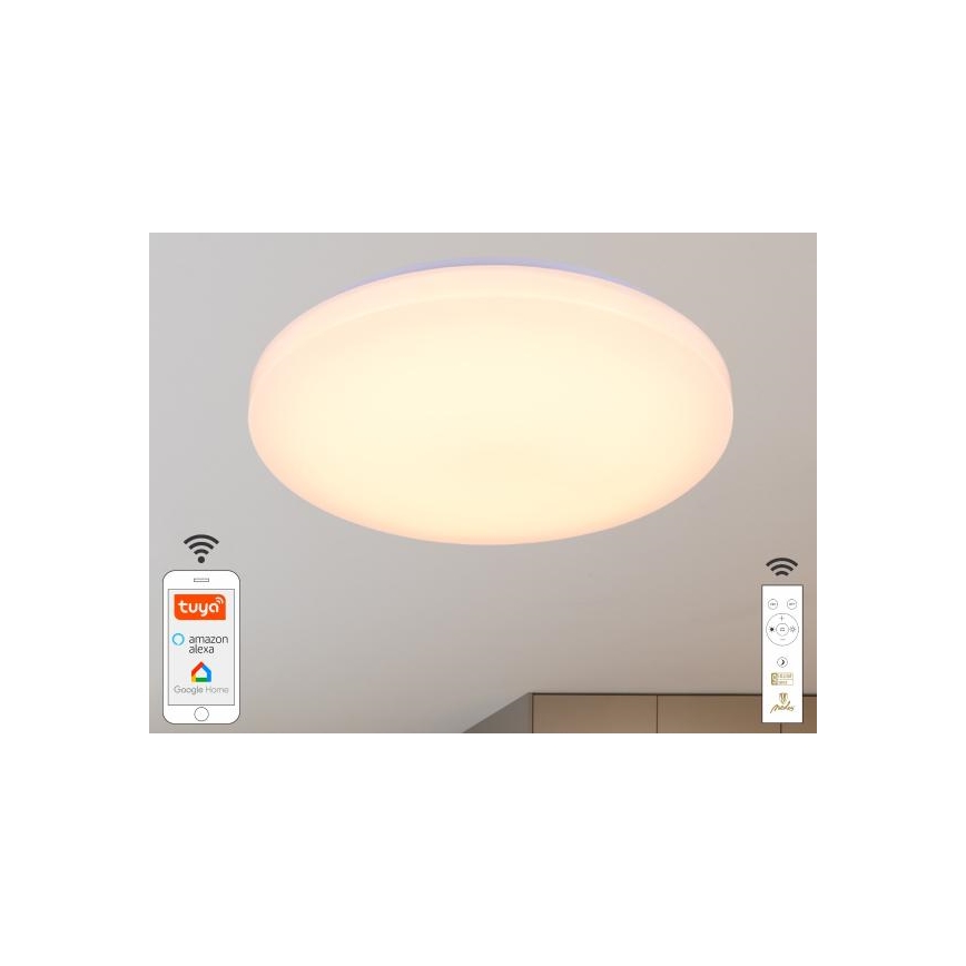 LED Pritemdomas lubinis šviestuvas OPAL LED/48W/230V 2700-6500K Wi-Fi Tuya balta + nuotolinio valdymo pultas