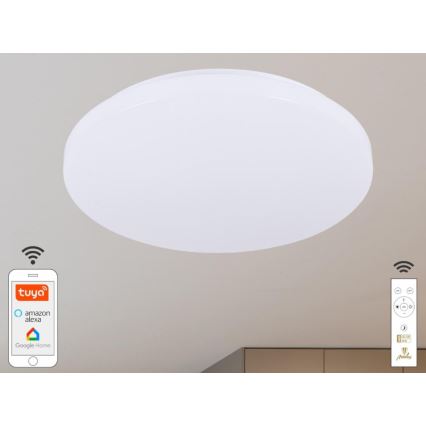 LED Pritemdomas lubinis šviestuvas OPAL LED/48W/230V 2700-6500K Wi-Fi Tuya balta + nuotolinio valdymo pultas