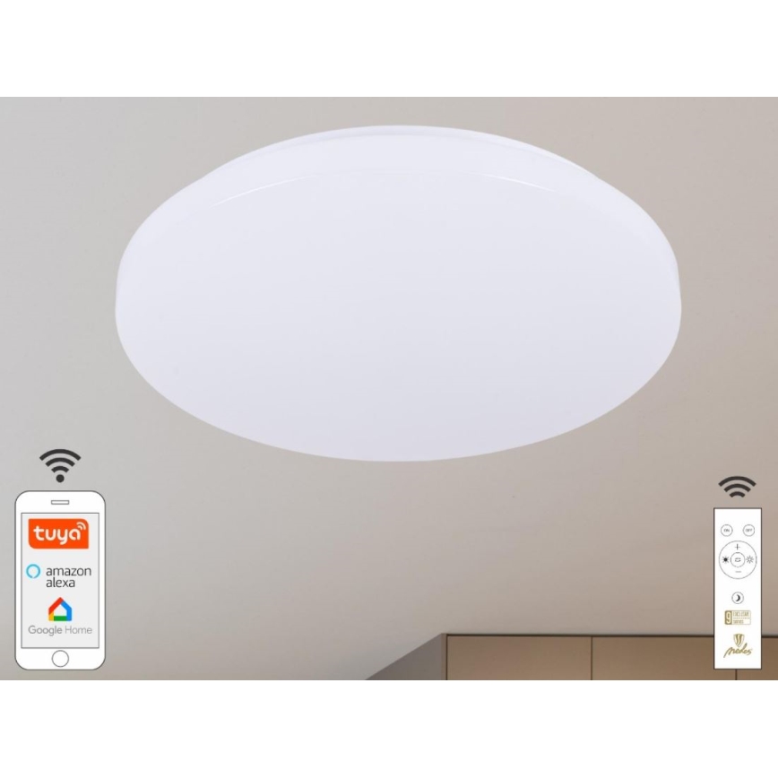 LED Pritemdomas lubinis šviestuvas OPAL LED/48W/230V 2700-6500K Wi-Fi Tuya balta + nuotolinio valdymo pultas