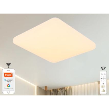 LED Pritemdomas lubinis šviestuvas OPAL LED/48W/230V 2700-6500K Wi-Fi Tuya balta + nuotolinio valdymo pultas