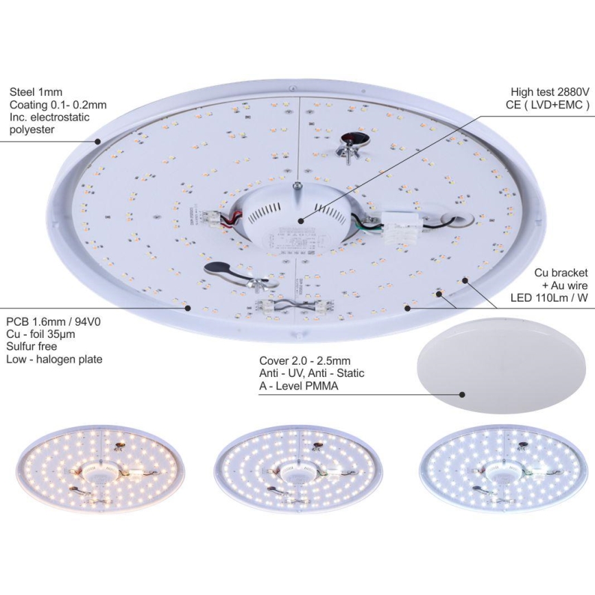 LED Pritemdomas lubinis šviestuvas OPAL LED/50W/230V + nuotolinio valdymo pultas