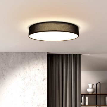 LED Pritemdomas lubinis šviestuvas PENLEY LED/48W/230V 3000-6500K diametras 40 cm juoda + nuotolinio valdymo pultas