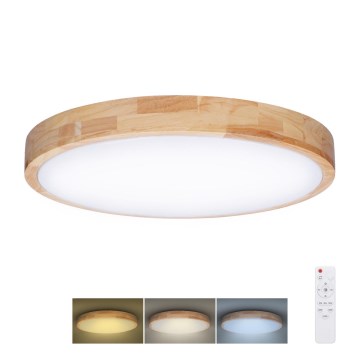 LED Pritemdomas lubinis šviestuvas SOLID OAK LED/48W/230V 3000-6500K ąžuolas diametras 39 cm + nuotolinio valdymo pultas