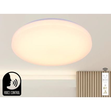 LED Pritemdomas lubinis šviestuvas su valdymu balsu OPAL LED/48W/230V 2700-6500K balta + nuotolinio valdymo pultas