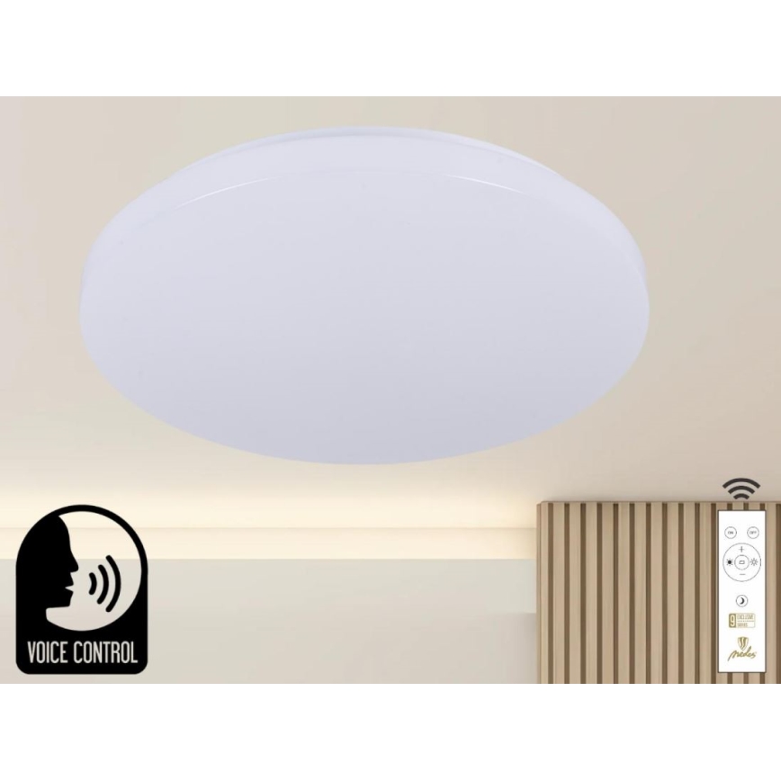LED Pritemdomas lubinis šviestuvas su valdymu balsu OPAL LED/48W/230V 2700-6500K balta + nuotolinio valdymo pultas