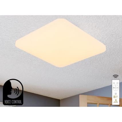 LED Pritemdomas lubinis šviestuvas su valdymu balsu OPAL LED/48W/230V 2700-6500K balta + nuotolinio valdymo pultas