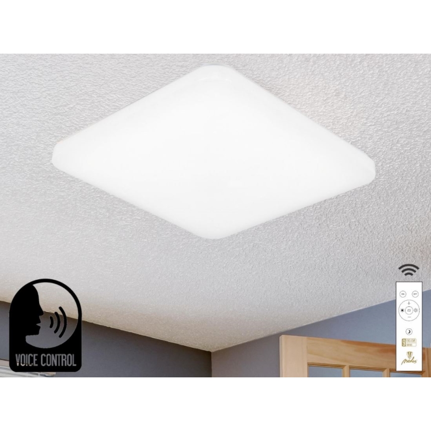 LED Pritemdomas lubinis šviestuvas su valdymu balsu OPAL LED/48W/230V 2700-6500K balta + nuotolinio valdymo pultas