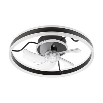 LED Pritemdomas lubinis šviestuvas su ventiliatoriumi APOLLO LED/38W/230V juoda + nuotolinio valdymo pultas