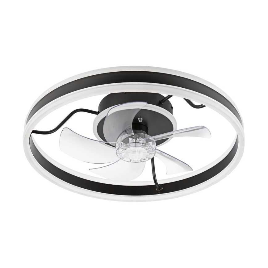 LED Pritemdomas lubinis šviestuvas su ventiliatoriumi APOLLO LED/38W/230V juoda + nuotolinio valdymo pultas