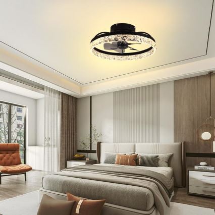 LED Pritemdomas lubinis šviestuvas su ventiliatoriumi LED/35W/230V 3000-6500K juoda + nuotolinio valdymo pultas