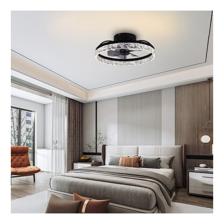 LED Pritemdomas lubinis šviestuvas su ventiliatoriumi LED/35W/230V 3000-6500K juoda + nuotolinio valdymo pultas
