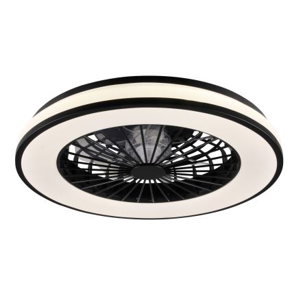 LED Pritemdomas lubinis šviestuvas su ventiliatoriumi LED/48W/230V 3000-6500K juoda + nuotolinio valdymo pultas
