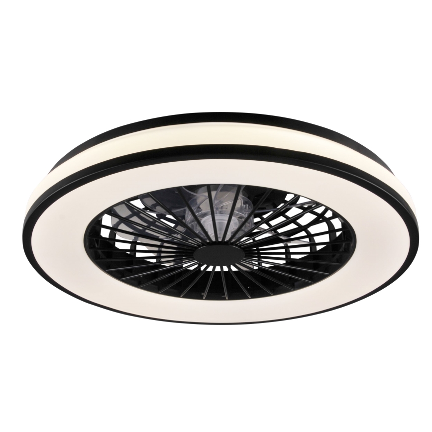 LED Pritemdomas lubinis šviestuvas su ventiliatoriumi LED/48W/230V 3000-6500K juoda + nuotolinio valdymo pultas
