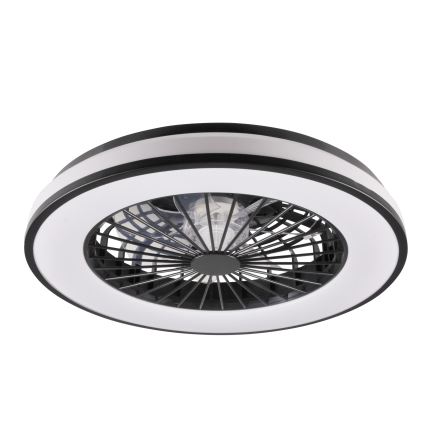 LED Pritemdomas lubinis šviestuvas su ventiliatoriumi LED/48W/230V 3000-6500K juoda + nuotolinio valdymo pultas