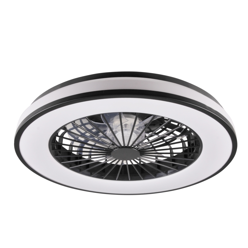 LED Pritemdomas lubinis šviestuvas su ventiliatoriumi LED/48W/230V 3000-6500K juoda + nuotolinio valdymo pultas