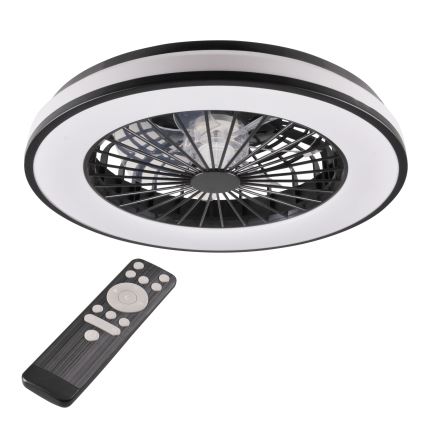LED Pritemdomas lubinis šviestuvas su ventiliatoriumi LED/48W/230V 3000-6500K juoda + nuotolinio valdymo pultas
