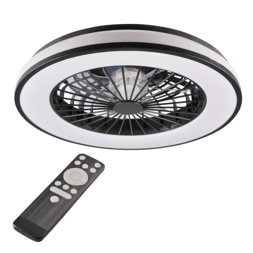 LED Pritemdomas lubinis šviestuvas su ventiliatoriumi LED/48W/230V 3000-6500K juoda + nuotolinio valdymo pultas